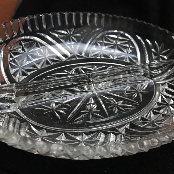 Glass Vintage relish and pickle serving dish divider fruit cannot touch relish - Picture 2 of 4